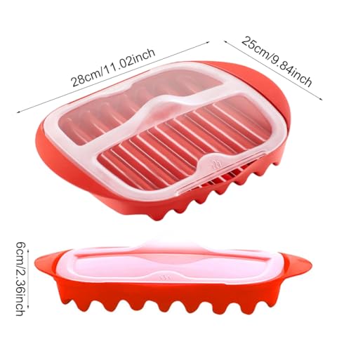 Tookie Microwave Bacon Tray with Splatter Lid, Microwave Bacon Cooker Make Crispy Bacon in few Minutes, Quick and with No Mess, Bacon Grill Tray(Red) - Image 2