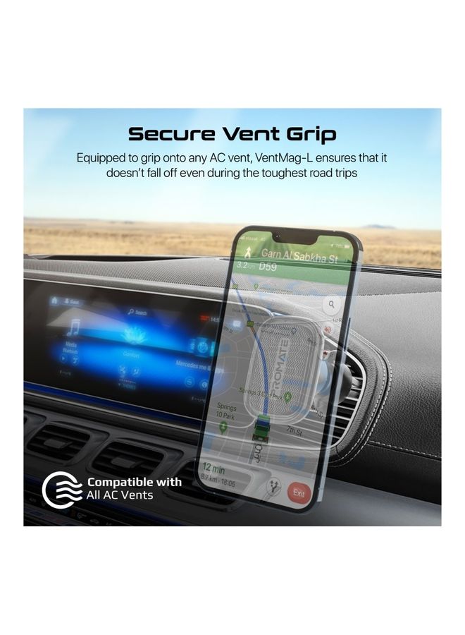 PROMATE Car Phone Holder with Secure Magnetic Mounting, Anti-Slip Surface and 360-Degree Viewing, VentMag-L Black - Image 4