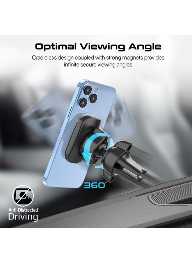 PROMATE Car Phone Holder with Secure Magnetic Mounting, Anti-Slip Surface and 360-Degree Viewing, VentMag-L Black - Image 3
