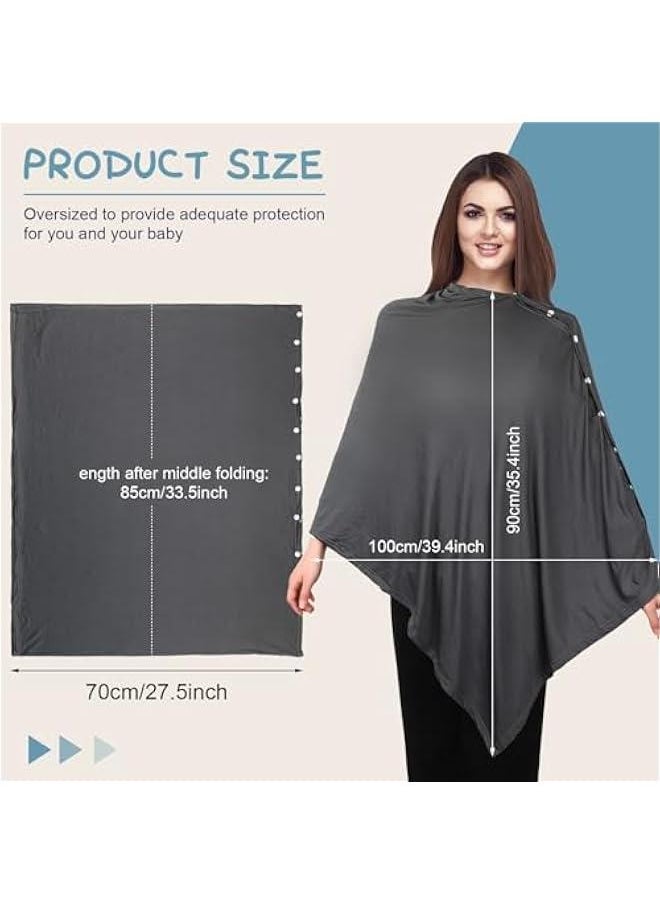 HOOKOR Durku Nursing Covers for Breastfeeding,Nursing Blanket Privacy Breastfeeding Shawl Nursing Poncho Scarf with on for Boys and Girls,Seat Infant Car Seat Canopy Cover (Dark Grey)  - Image 2
