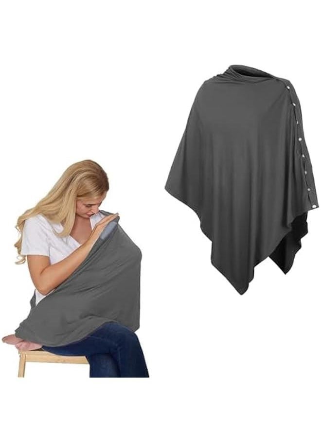 HOOKOR Durku Nursing Covers for Breastfeeding,Nursing Blanket Privacy Breastfeeding Shawl Nursing Poncho Scarf with on for Boys and Girls,Seat Infant Car Seat Canopy Cover (Dark Grey)  - Image 1