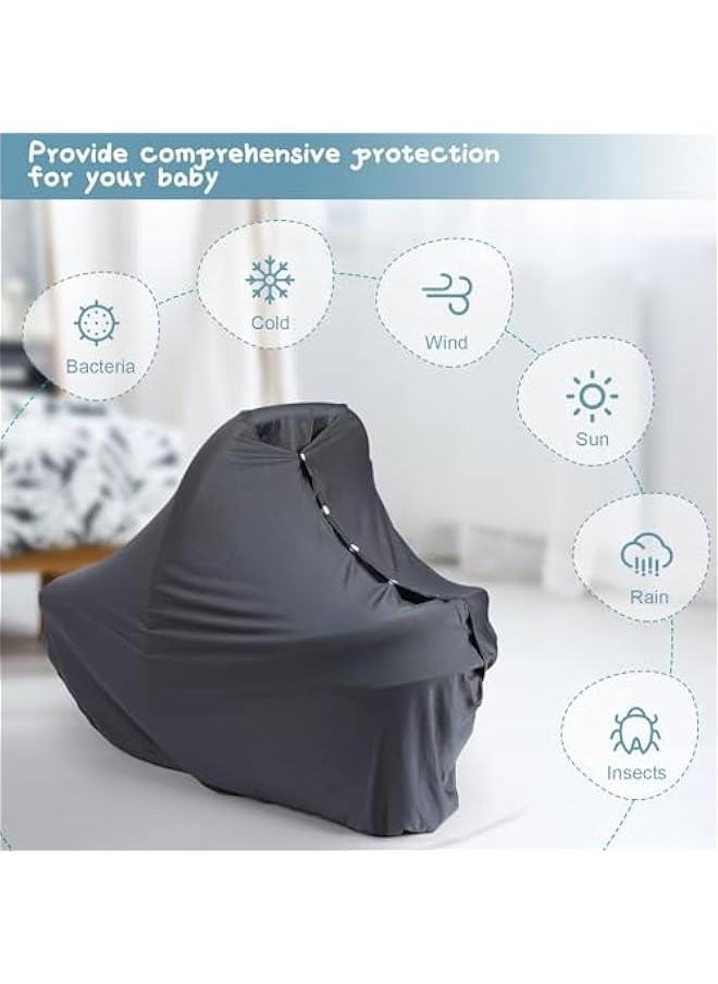HOOKOR Durku Nursing Covers for Breastfeeding,Nursing Blanket Privacy Breastfeeding Shawl Nursing Poncho Scarf with on for Boys and Girls,Seat Infant Car Seat Canopy Cover (Dark Grey)  - Image 4