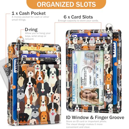 Yonlevres Credit Card Holder Slim Wallet, Puppy Dog RFID Wallet Women Front Pocket Card Holder Thin Small Cute Travel ID Window PU Leather RFID Blocking Case Organizer Purse Gift - Image 4