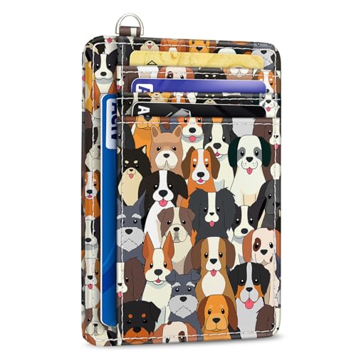 Yonlevres Credit Card Holder Slim Wallet, Puppy Dog RFID Wallet Women Front Pocket Card Holder Thin Small Cute Travel ID Window PU Leather RFID Blocking Case Organizer Purse Gift - Image 1