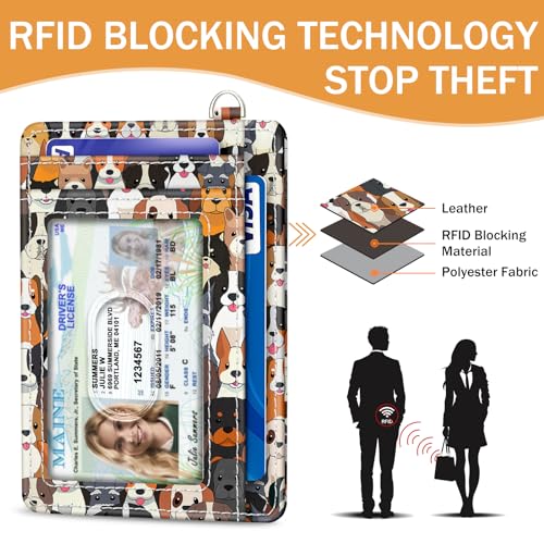 Yonlevres Credit Card Holder Slim Wallet, Puppy Dog RFID Wallet Women Front Pocket Card Holder Thin Small Cute Travel ID Window PU Leather RFID Blocking Case Organizer Purse Gift - Image 5