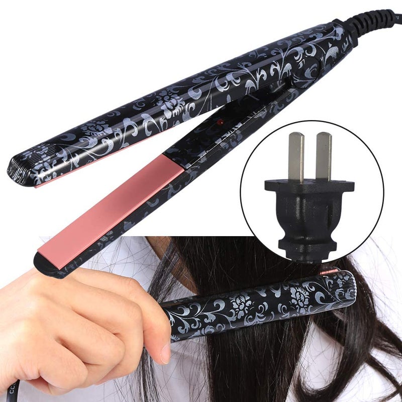 cheekyglo Portable Mini Hair Straightener Mini Electronic Ceramic Hair Straightener for Curling Straighten Bang, Wavy Hair, Short Hair Straightening Hairstyling Tool Hair Tools (Black US) - Image 2