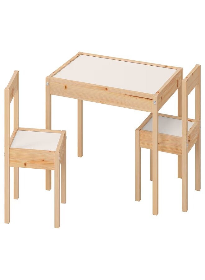 3-Piece Kids Wooden Table And Chairs Set Brown 60x60x56cm - Image 2