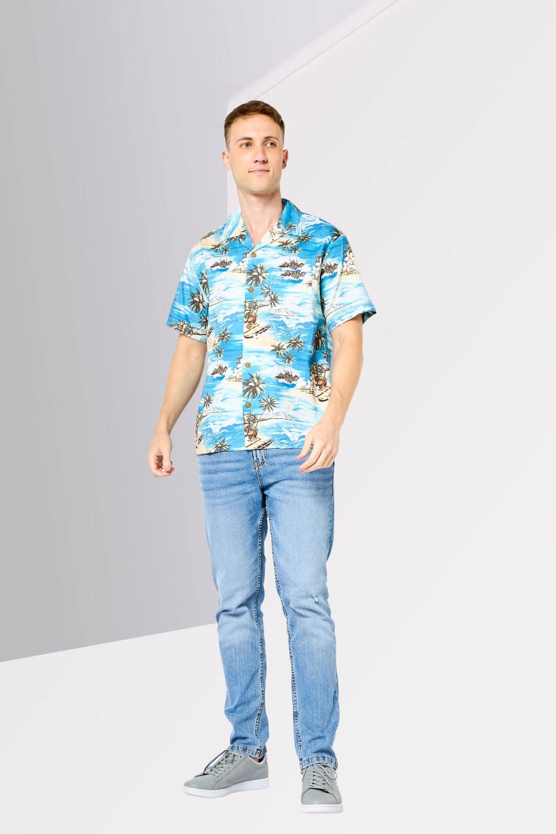 Replay Men Regular Fit Allover Print Short Sleeve Casual Shirt, Multicolor - Image 2