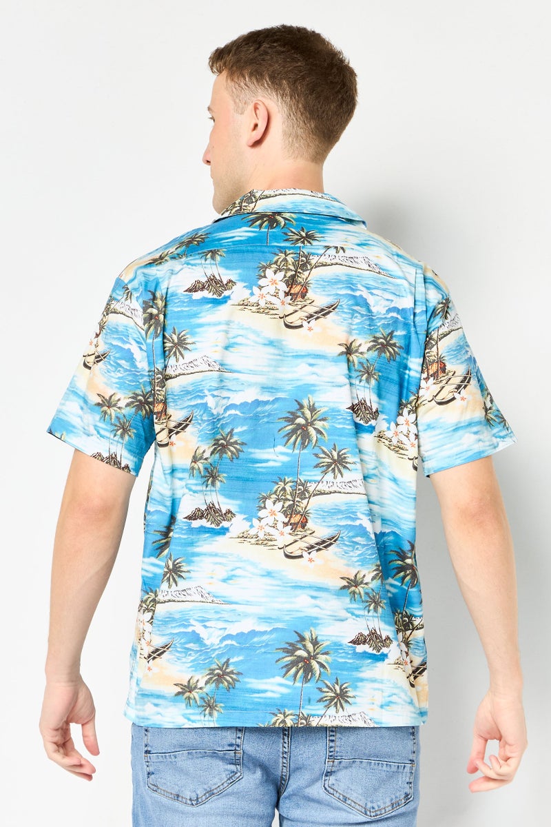 Replay Men Regular Fit Allover Print Short Sleeve Casual Shirt, Multicolor - Image 3