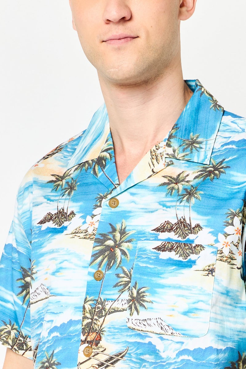 Replay Men Regular Fit Allover Print Short Sleeve Casual Shirt, Multicolor - Image 4