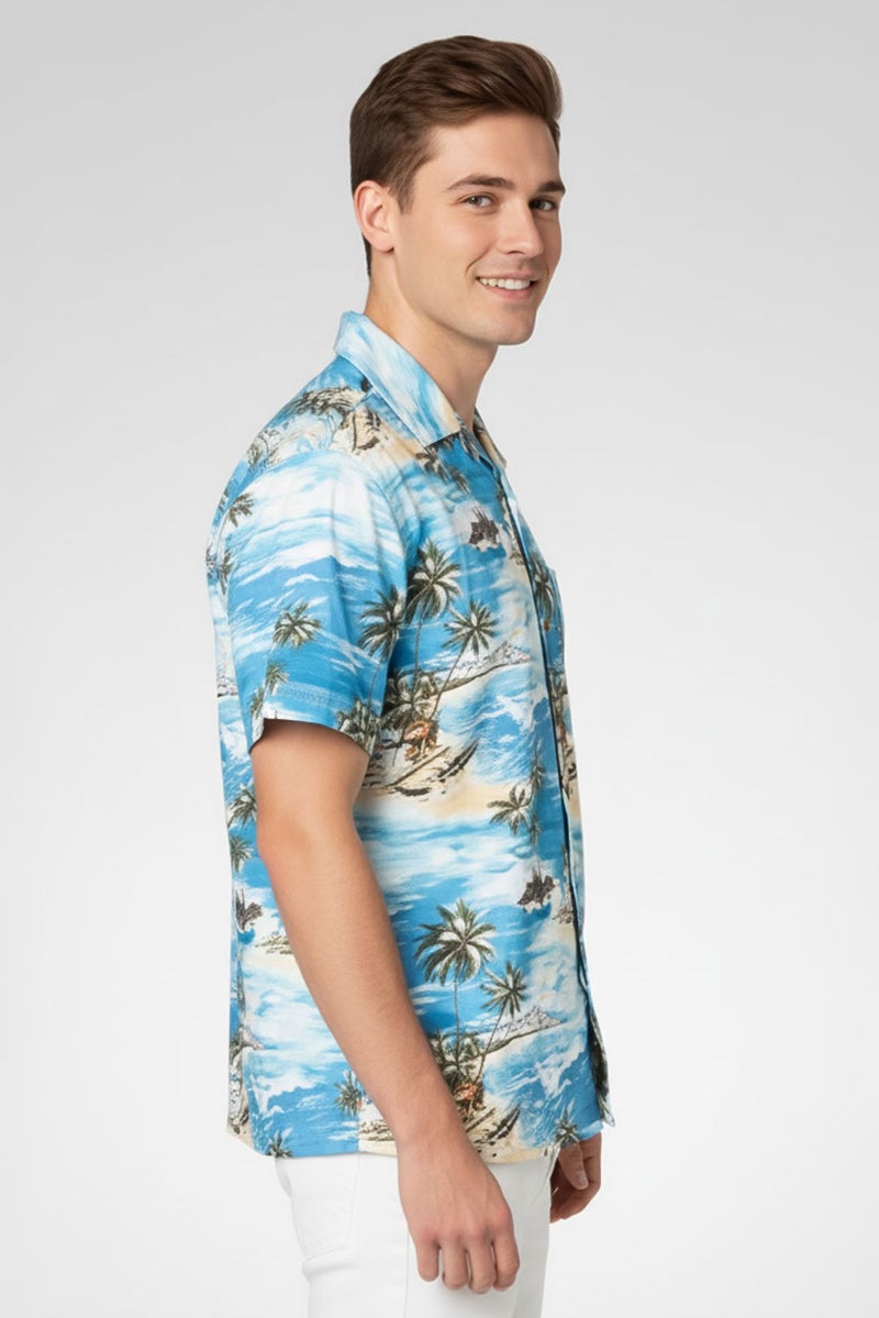 Replay Men Regular Fit Allover Print Short Sleeve Casual Shirt, Multicolor - Image 4