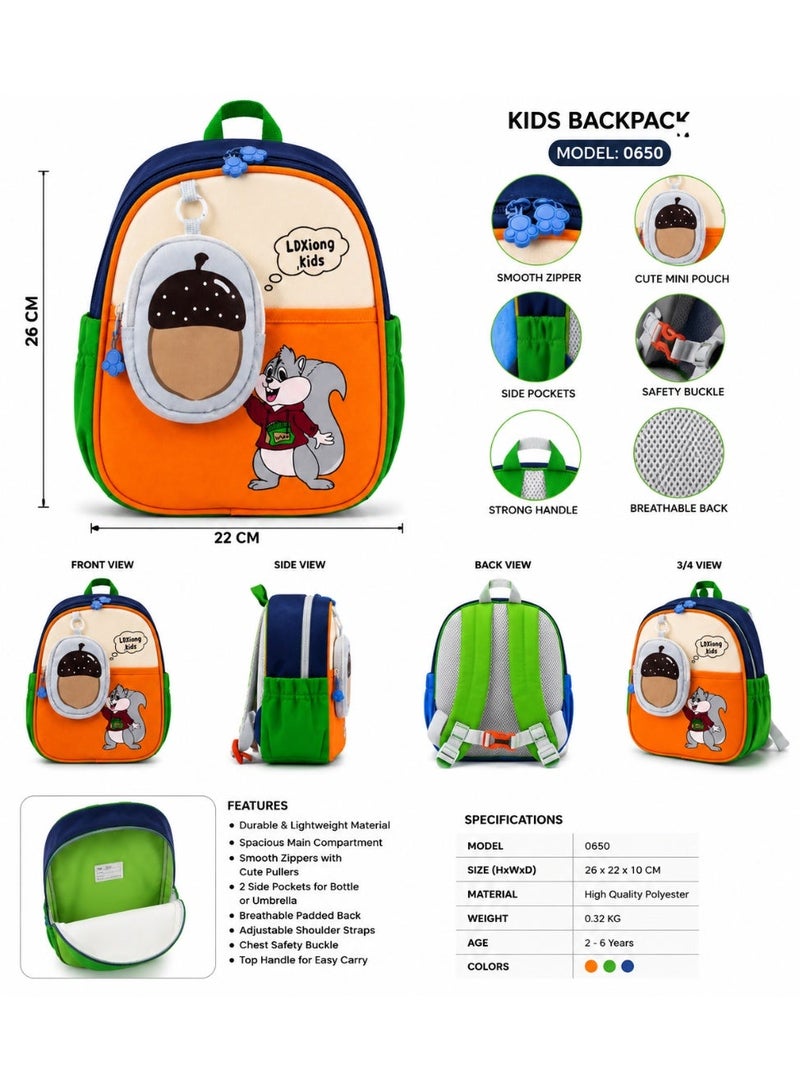 Kids Backpack with Mini Acorn Pouch, Lightweight School Bag with Side Bottle Pockets, Breathable Back & Safety Chest Buckle for Boys and Girls - Image 2