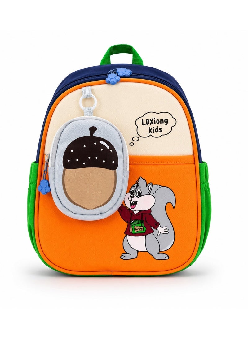Kids Backpack with Mini Acorn Pouch, Lightweight School Bag with Side Bottle Pockets, Breathable Back & Safety Chest Buckle for Boys and Girls - Image 1