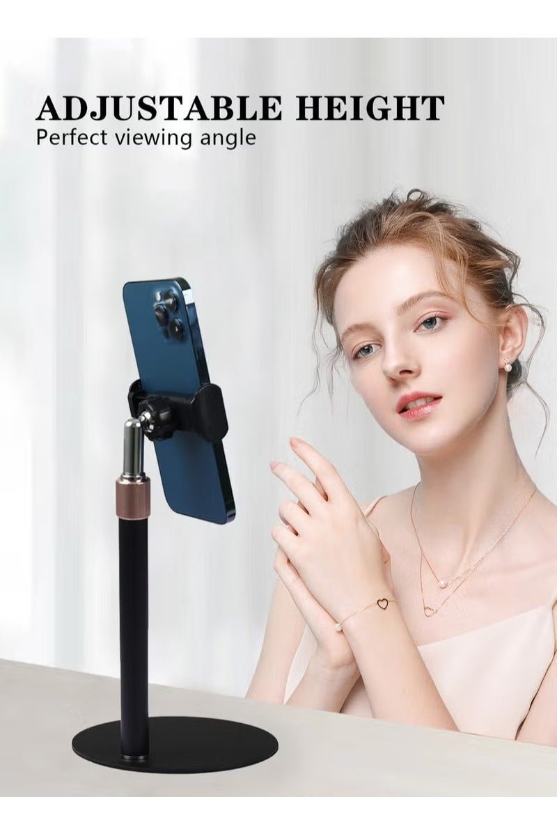 حامل تابلت بارتفاع قابل للتعديل مع دوران 360 درجة - حامل هاتف وتابلت معدني من الألومنيوم للمكتب - متوافق مع iPad Pro/Air/Mini وiPhone وSamsung Galaxy وKindle (4.7-12.9 بوصة) - قاعدة متعددة الزوايا مضادة للانزلاق للمكتب والدراسة ومشاهدة الأفلام - Image 3