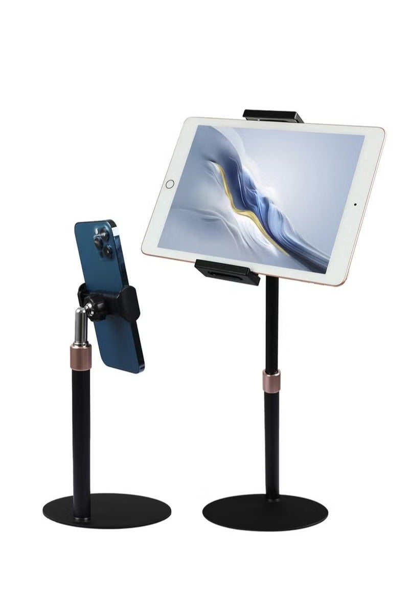 حامل تابلت بارتفاع قابل للتعديل مع دوران 360 درجة - حامل هاتف وتابلت معدني من الألومنيوم للمكتب - متوافق مع iPad Pro/Air/Mini وiPhone وSamsung Galaxy وKindle (4.7-12.9 بوصة) - قاعدة متعددة الزوايا مضادة للانزلاق للمكتب والدراسة ومشاهدة الأفلام - Image 1