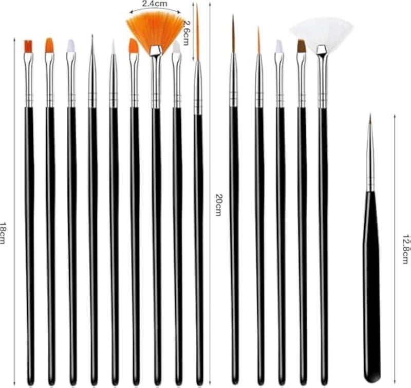 15 Piece Nail Brush Nail Art Brush Set Multifunctional Acrylic Nail Art Brush for UV Gel Salon Home Use Nail Accessories Nail Design-BLACK - Image 2