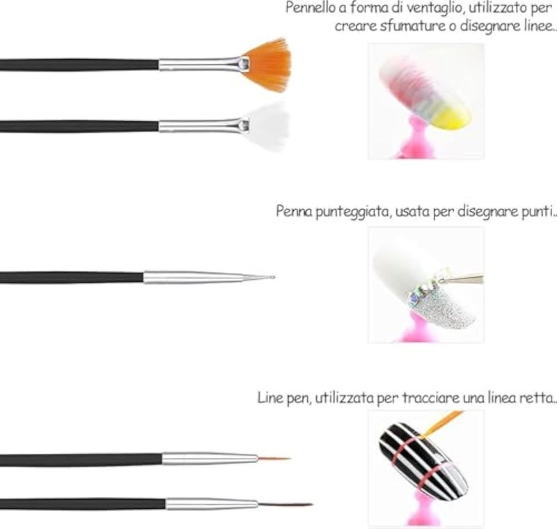 15 Piece Nail Brush Nail Art Brush Set Multifunctional Acrylic Nail Art Brush for UV Gel Salon Home Use Nail Accessories Nail Design-BLACK - Image 4