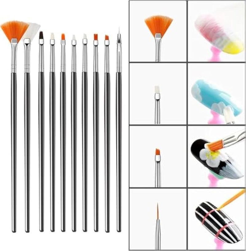 15 Piece Nail Brush Nail Art Brush Set Multifunctional Acrylic Nail Art Brush for UV Gel Salon Home Use Nail Accessories Nail Design-BLACK - Image 3