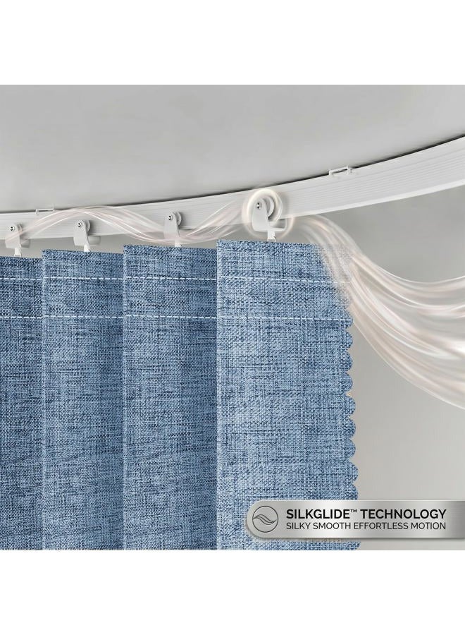 JILRON Accordion Partition Curtain with Ceiling Track - Space-Saving Room Divider, Tool-Free Installation(Blue 100" W x 84" L-Pack of 1) - Image 3