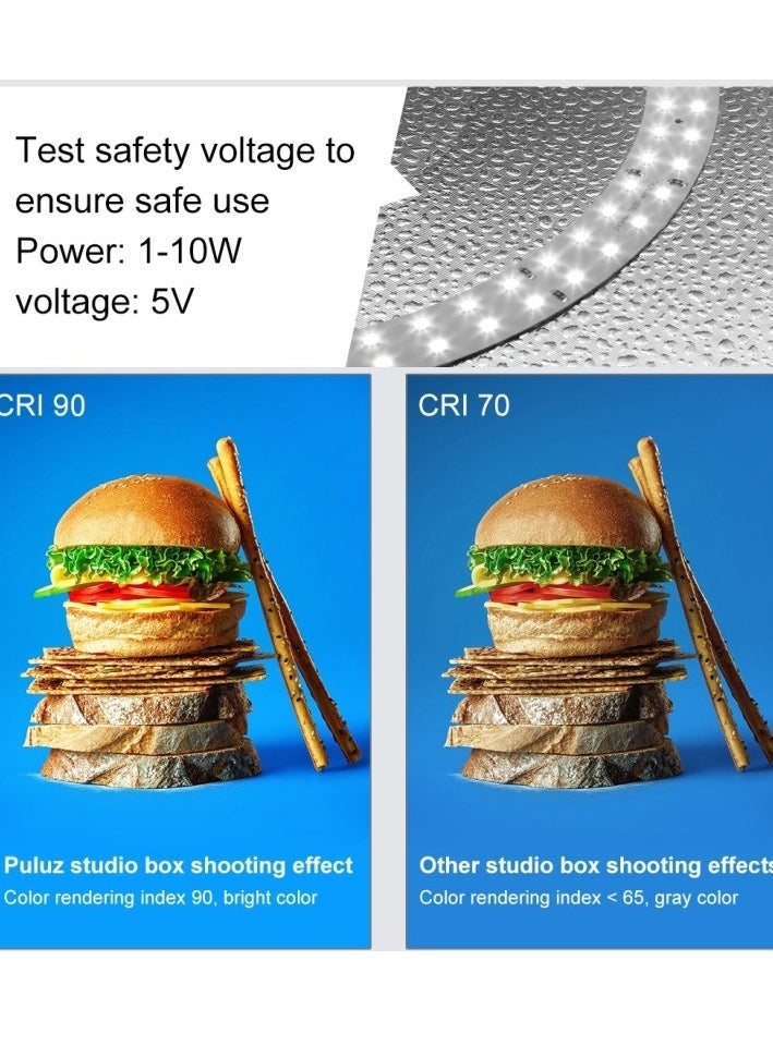 PULUZ 40cm/15.8 Inch Ring LED Panel Folding Portable Light Photo Lighting Studio Shooting Tent Box Kit with 6 Backdrops of double Colour  - Image 2
