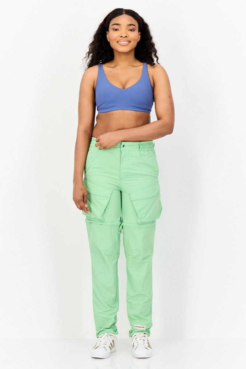 The Giving Movement Women Regular Fit Brand Logo Detachable Cargo Pants, Light Green - Image 2