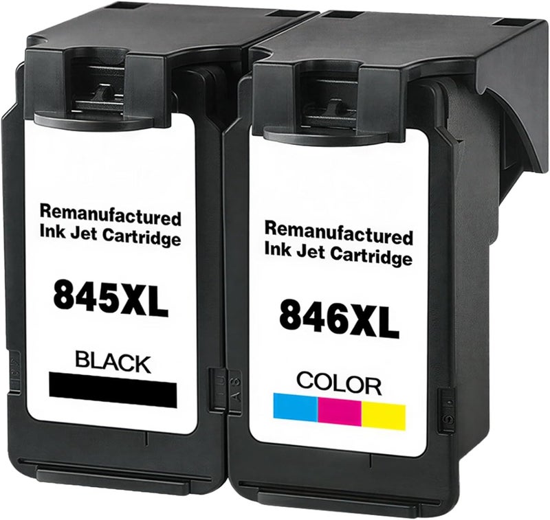 Remanufactured 845 846 Ink Cartridge Set, Black and Color, High Capacity, Compatible with Series Printers, Easy Refill, Factory Direct - Image 1