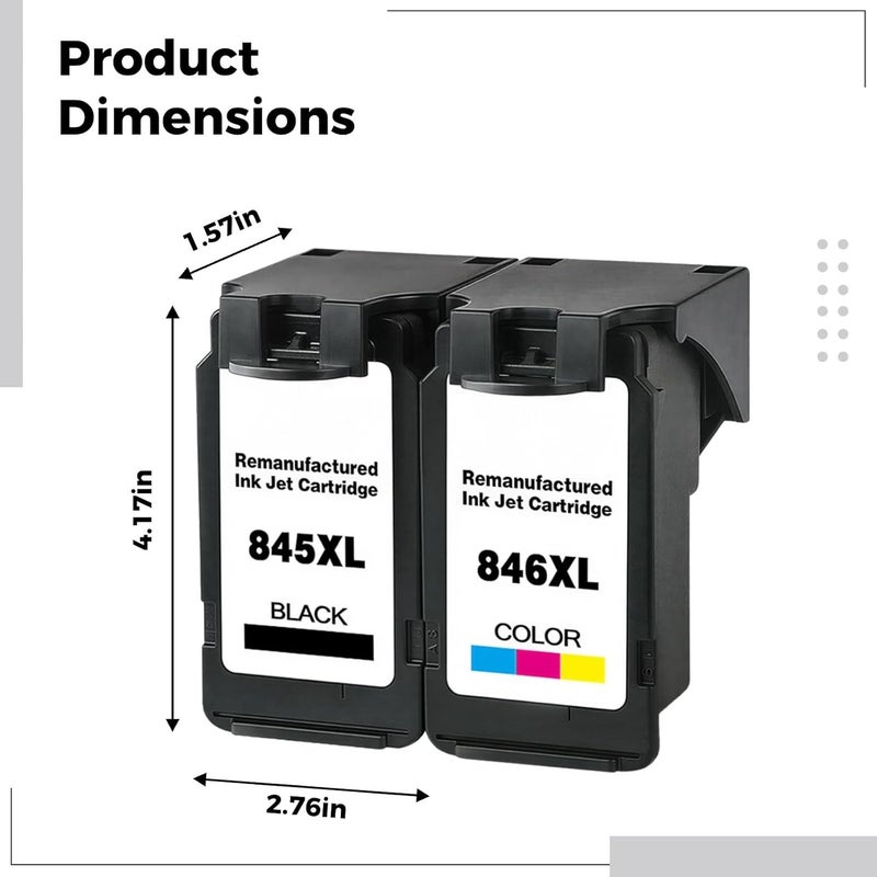 Remanufactured 845 846 Ink Cartridge Set, Black and Color, High Capacity, Compatible with Series Printers, Easy Refill, Factory Direct - Image 2