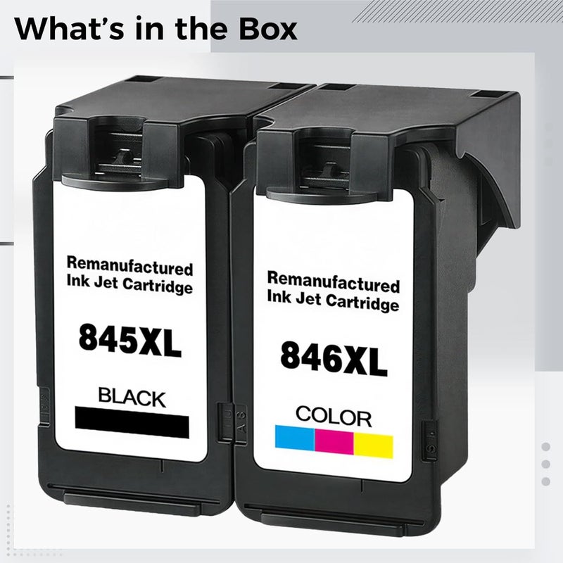 Remanufactured 845 846 Ink Cartridge Set, Black and Color, High Capacity, Compatible with Series Printers, Easy Refill, Factory Direct - Image 3