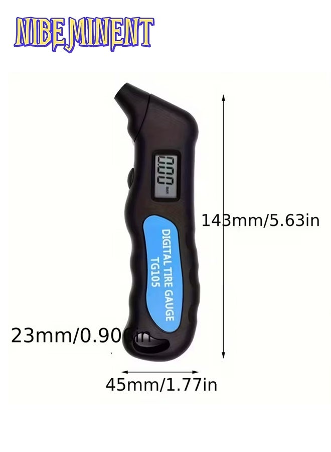 NIBEMINENT Digital Car Tire Air Pressure High Precision Gauge Meter LCD Display Manometer Barometers Tester for Car, Truck, Motorcycle, Bike, Black/Blue - Image 3