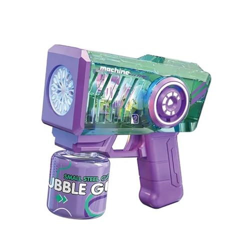 BLiSS HUES Battery Operated Automatic Bubble Machine with LED Lights Transparent Bubble Blaster Gun with 1 Refil Bottle Summer Outdoor Toys Gifts for Ages 3+ Year Old Boys/Girls - Image 1