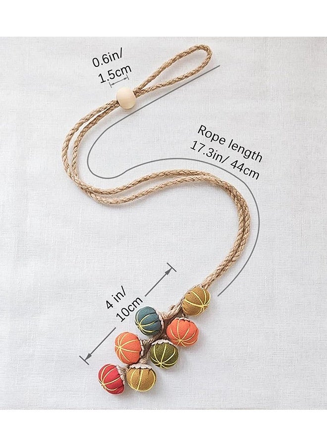 ليمون قطعتان من أربطة الستائر بتصميم بوهو، أربطة ستائر قطنية محبوكة يدويًا لغرفة المعيشة، ستائر نوافذ المكاتب، ديكور منزلي لغرفة الأطفال، لا حاجة لأي أدوات (يقطين). - Image 3