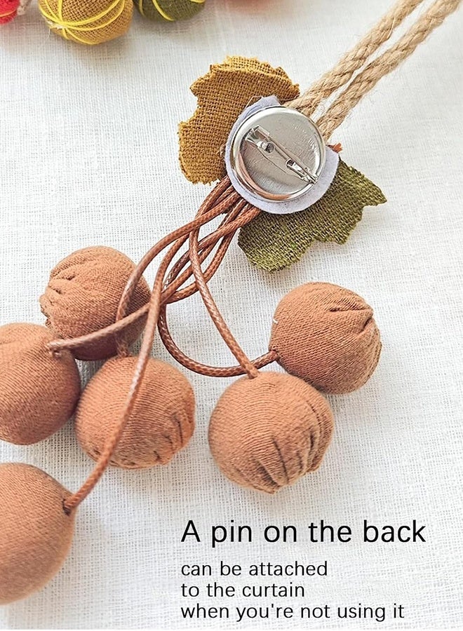 ليمون قطعتان من أربطة الستائر بتصميم بوهو، أربطة ستائر قطنية محبوكة يدويًا لغرفة المعيشة، ستائر نوافذ المكاتب، ديكور منزلي لغرفة الأطفال، لا حاجة لأي أدوات (يقطين). - Image 4