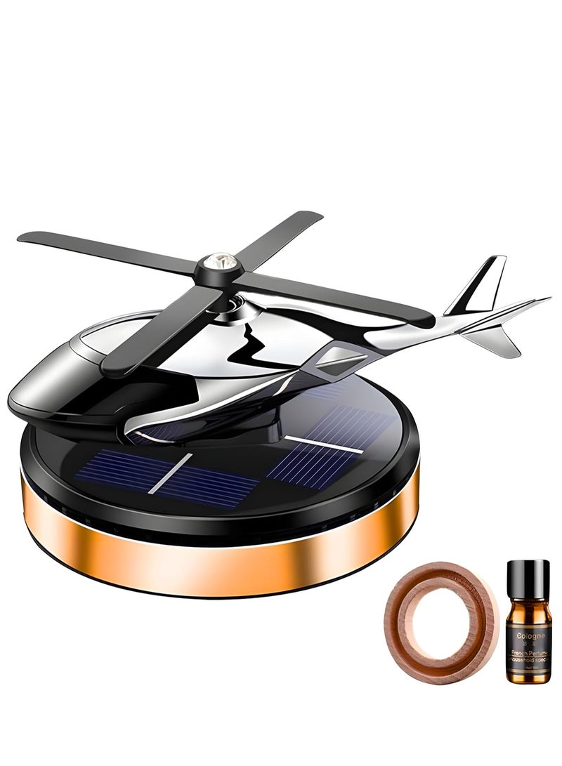 ARGT Car Air Freshener, Helicopter Solar Energy Rotating Aromatherapy Aviation Al Alloy Diffuser, Interior Decoration Accessories Diffuser for Car and Home - Image 1