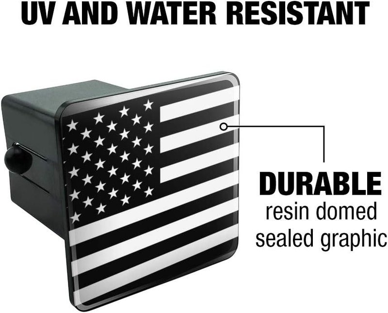 GRAPHICS & MORE Subdued American USA Flag Black White Military Tactical Tow Trailer Hitch Cover Plug Insert 2" - Image 2