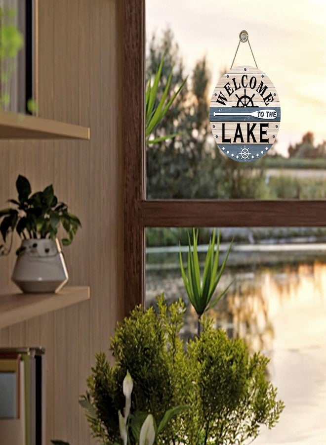 Bolisom لافتة ترحيبية على باب منزل مطل على البحيرة من بوليسوم، وحامل خشبي على شكل مجداف منزل ريفي على ضفاف البحيرة، وزينة خارجية للمنزل والشرفة، وإكليل خشبي ريفي منقط على ضفاف البحيرة، وزينة جدارية داخلية. - Image 2