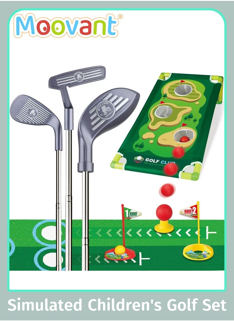Moovant Toddler Golf Clubs Set with 9 Balls 3 Golf Clubs Putting Mat, Kids Golf Toys, Indoor & Outdoor Sport Golf Games Toy Gifts, Competitive Game Parent-Child Interaction for Boys Girls  - Image 1