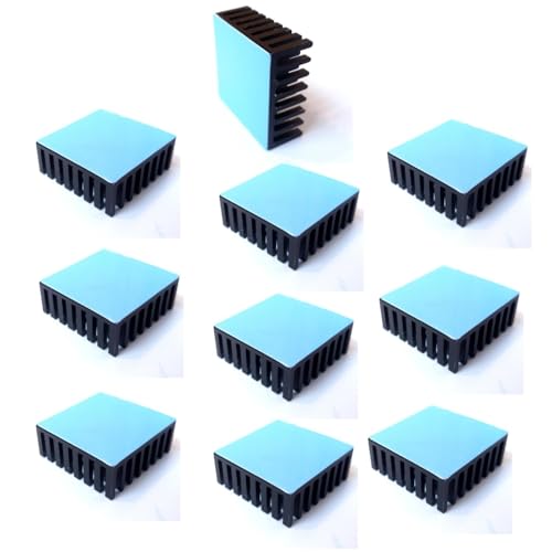 Easycargo 10pcs 25mm Heatsink Kit 25x25x10mm + 3M 8810 thermal conductive adhesive tape, cooler Aluminum Heat Sinks for cooling Raspberry Pi 4 GPU IC Chips LED (25mmx25mmx10mm) - Image 1
