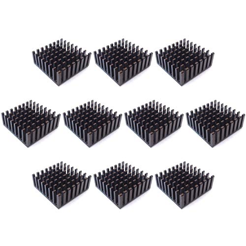 Easycargo 10pcs 25mm Heatsink Kit 25x25x10mm + 3M 8810 thermal conductive adhesive tape, cooler Aluminum Heat Sinks for cooling Raspberry Pi 4 GPU IC Chips LED (25mmx25mmx10mm) - Image 3