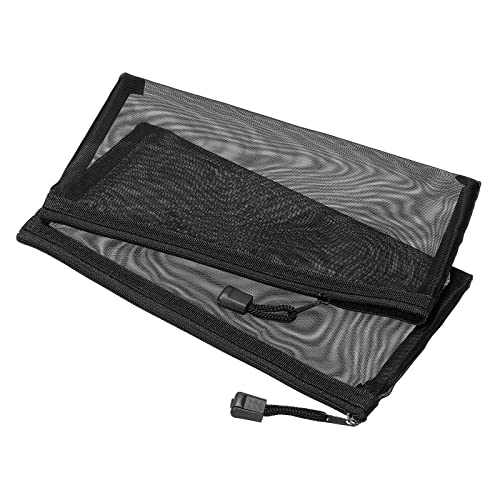 MECCANIXITY Mesh Zipper Bags B6 Nylon Zip Pouch Pencil Case Storage Pockets for Travel Office Accessories Black Pack of 6 - Image 1