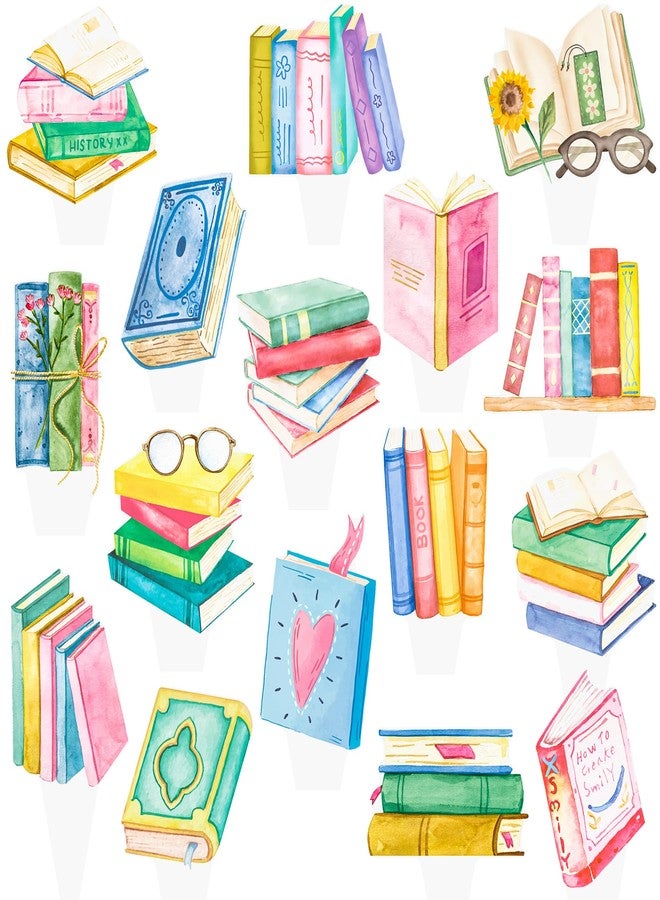 umoni Book Reading Cupcake Toppers Books Themed Party Decorations 48Pcs Library Storybook Club Cake Toppers Books Birthday Party Supplies for I Love Reading Baby Shower Decor - Image 2