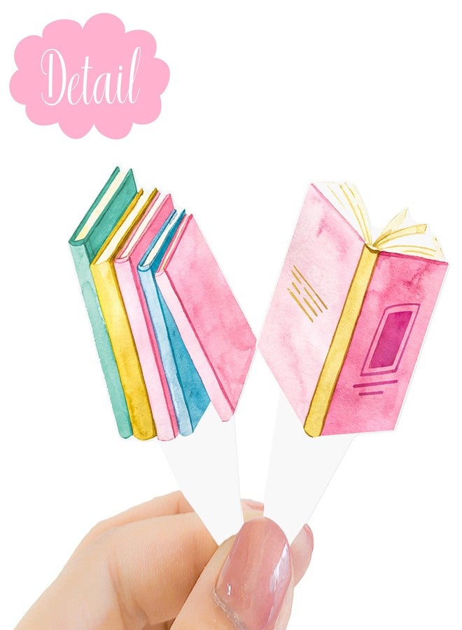 umoni Book Reading Cupcake Toppers Books Themed Party Decorations 48Pcs Library Storybook Club Cake Toppers Books Birthday Party Supplies for I Love Reading Baby Shower Decor - Image 4