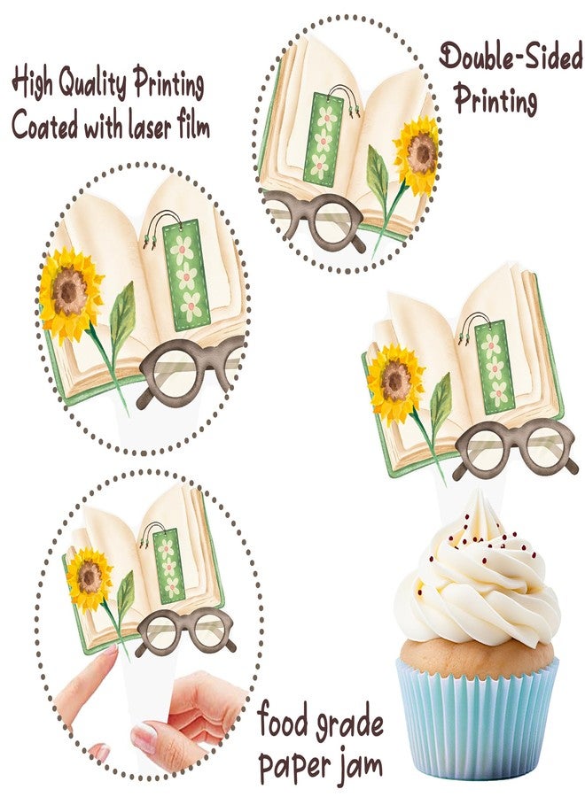 umoni Book Reading Cupcake Toppers Books Themed Party Decorations 48Pcs Library Storybook Club Cake Toppers Books Birthday Party Supplies for I Love Reading Baby Shower Decor - Image 3