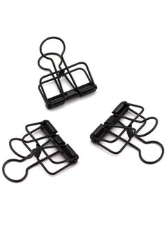 12-Pack Medium Metal Wire Binder Clips, Office Supplier School Accessories,Colorful Hollow Out Paper Organizer, Paper Binder Clip (Black)