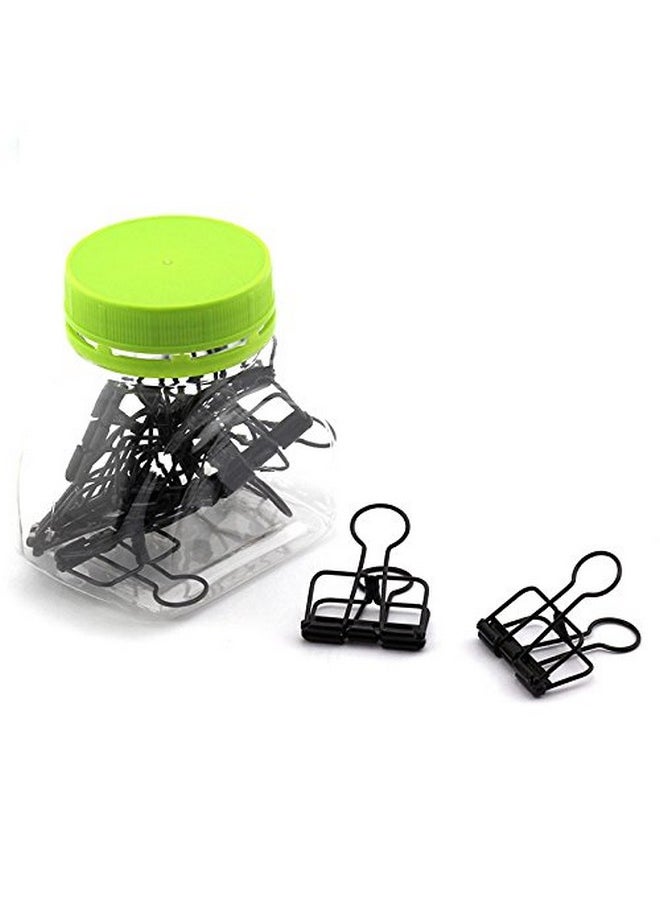 BOGZON - 12-Pack Medium Metal Wire Binder Clips, Office Supplier School Accessories,Colorful Hollow Out Paper Organizer, Paper Binder Clip (Black) - Image 1