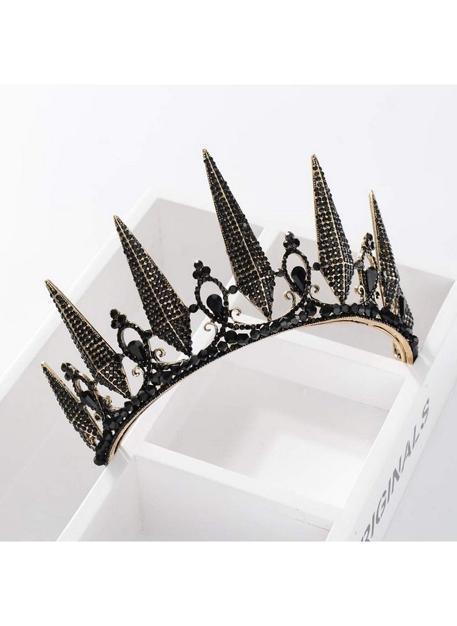 S SNUOY - Black Rhinestone Tiara Baroque Crown Wedding Headpiece Costume Party Accessories For Women - Image 1