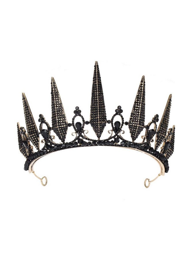 S SNUOY - Black Rhinestone Tiara Baroque Crown Wedding Headpiece Costume Party Accessories For Women - Image 1