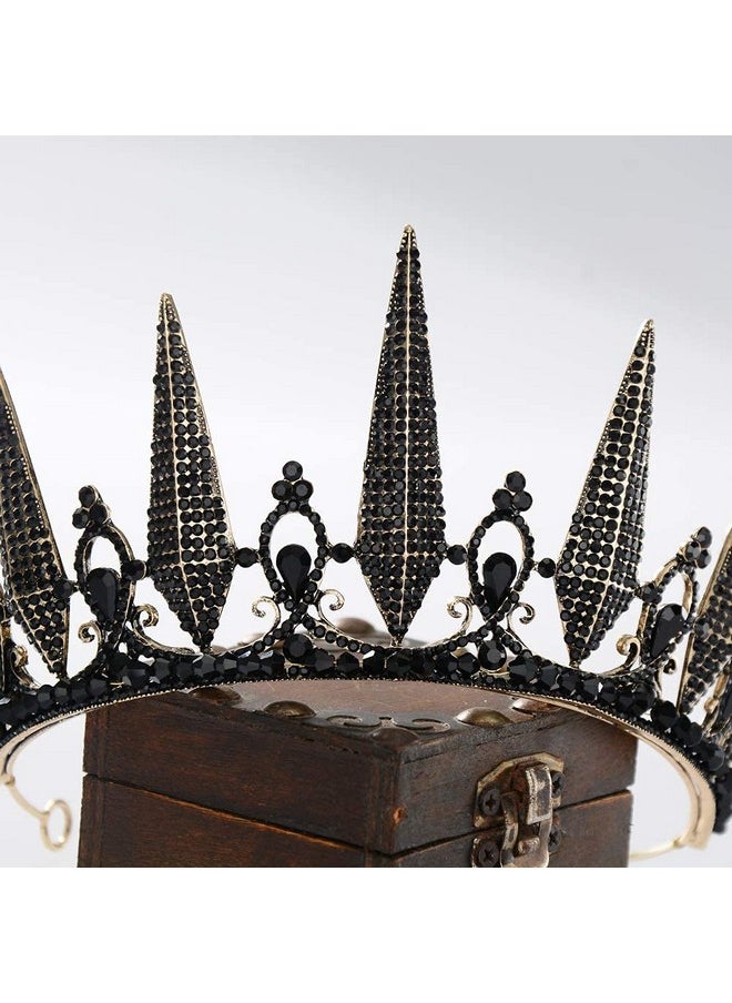S SNUOY - Black Rhinestone Tiara Baroque Crown Wedding Headpiece Costume Party Accessories For Women - Image 1