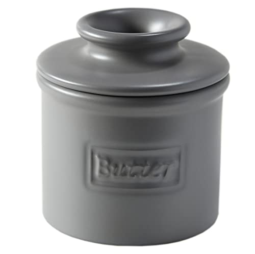 Butter Bell - The Original Butter Bell crock by L Tremain, a Countertop French Ceramic Butter Dish Keeper for Spreadable Butter, Café Matte Collection, Steel Gray - Image 1