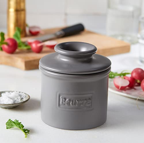 Butter Bell - The Original Butter Bell crock by L Tremain, a Countertop French Ceramic Butter Dish Keeper for Spreadable Butter, Café Matte Collection, Steel Gray - Image 3