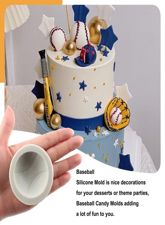 Sijiangmold Baseball Fondant Mold Baseball Softball Glove Silicone Mold For Cupcake Topper Cake Decorating Chocolate Candy Polymer Clay Gum Paste Set Of 4 - Image 3